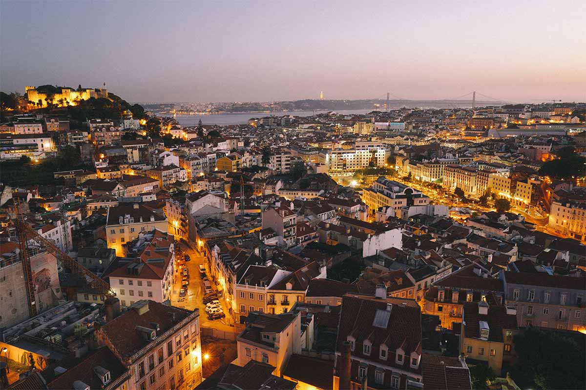 Aerial view of Lisbon, Portugal -- the country was just named best place to retire in 2023 for expats