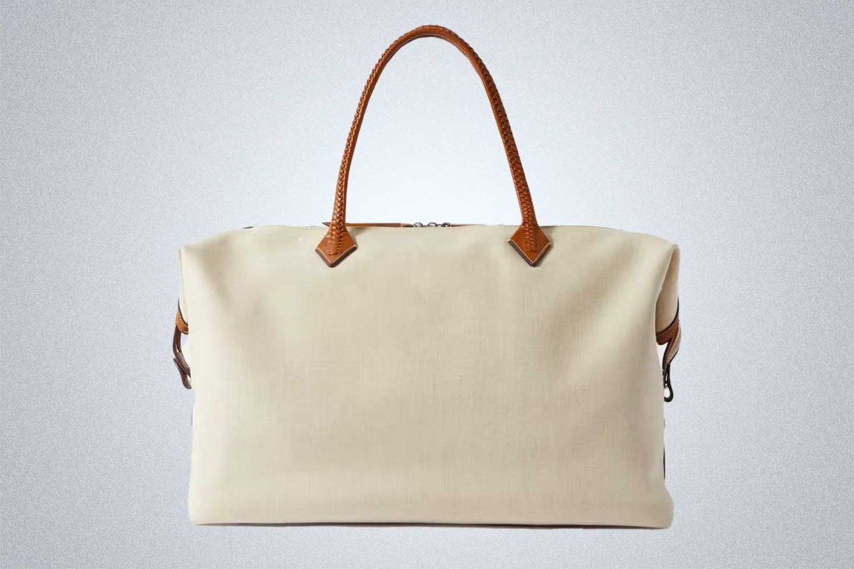 Metier Perriand Weekend Leather-Trimmed Linen-Canvas Tote