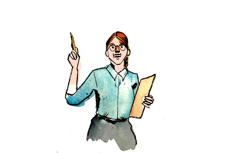 A cartoon of Sophie Lucido Johnson, drawn by "New Yorker" cartoonist Sophie Lucido Johnson