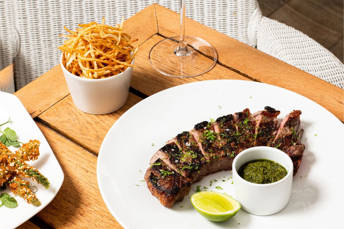 Beef sirloin, Chimichurri Sauce with Lime and Shoestring Fries