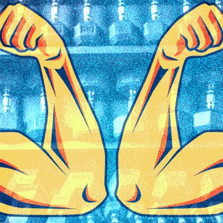 A cartoon of two strong arms.