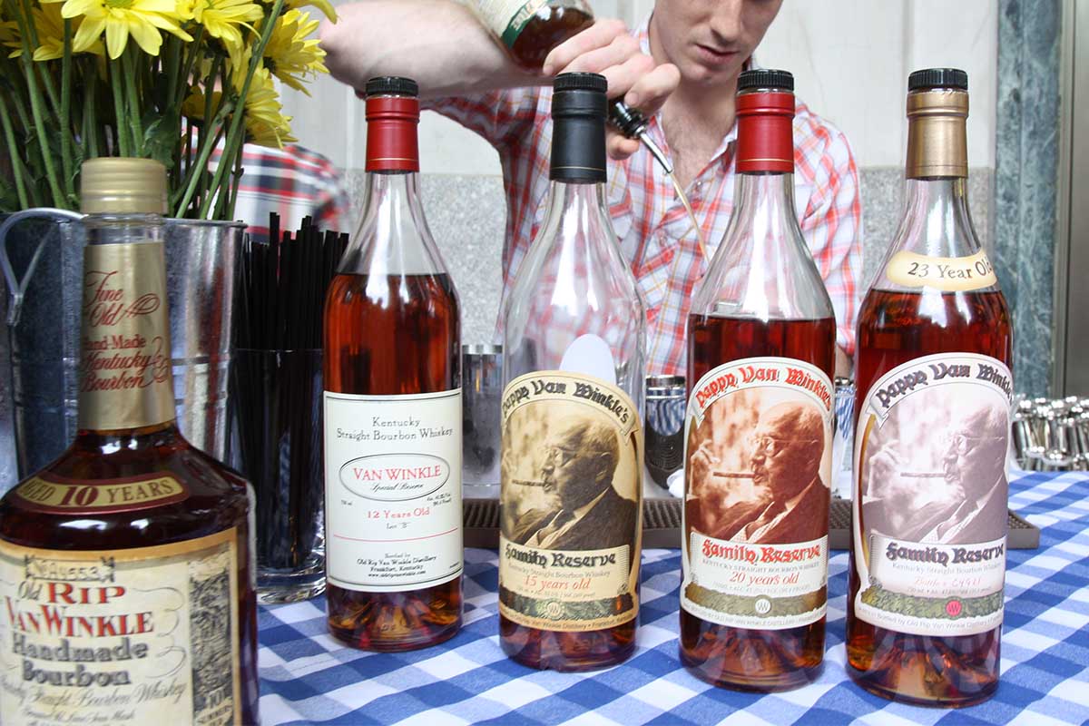 Drinks at Eleven Madison Park from Old Rip Van Winkle Distillery at the Big Apple BBQ Block Party in 2013. Sazerac's new distribution model means consumers may (or may not) get more access to rare bottles like Pappy Van Winkle