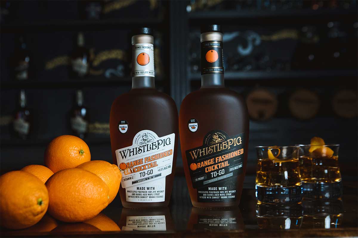 WhistlePig Orange Fashioned (wet and dry versions)