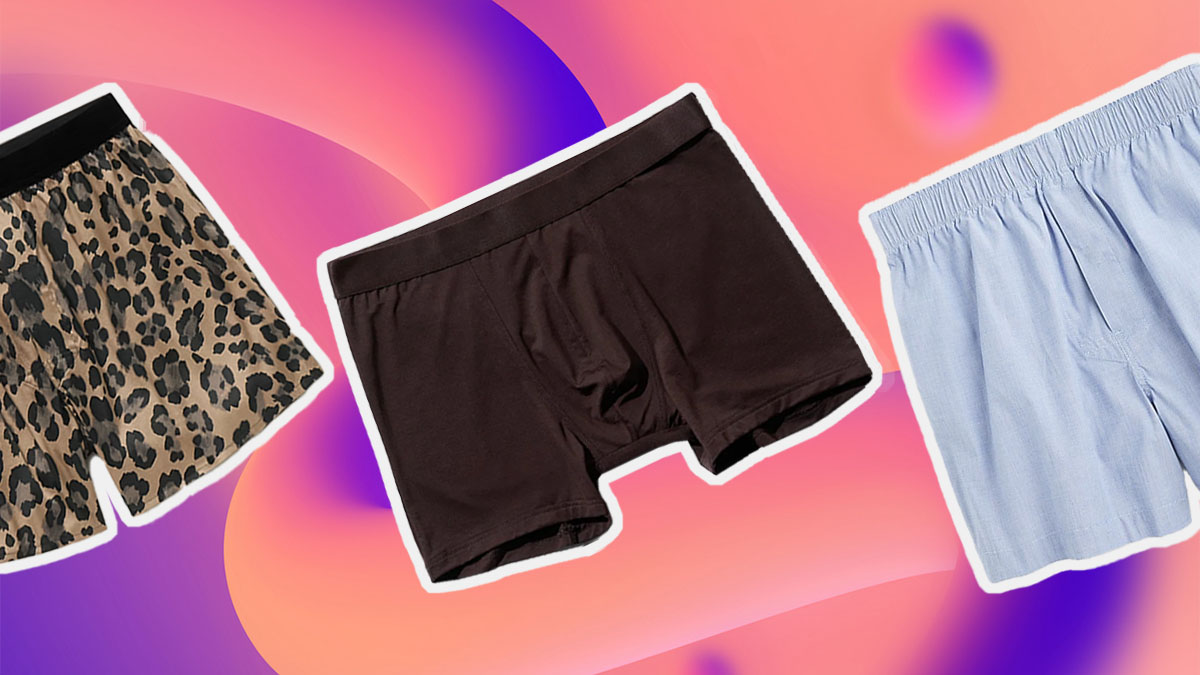 a collage of the best men's underwear on a purple background