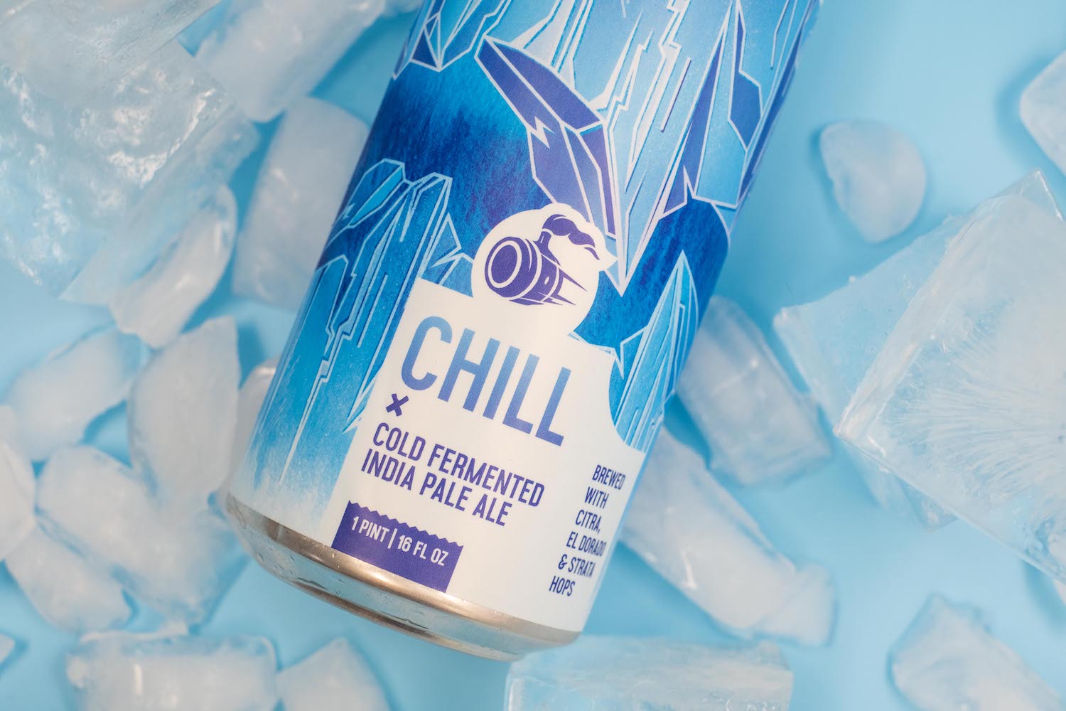 weldwerks chill cold ipa laying on ice cubes