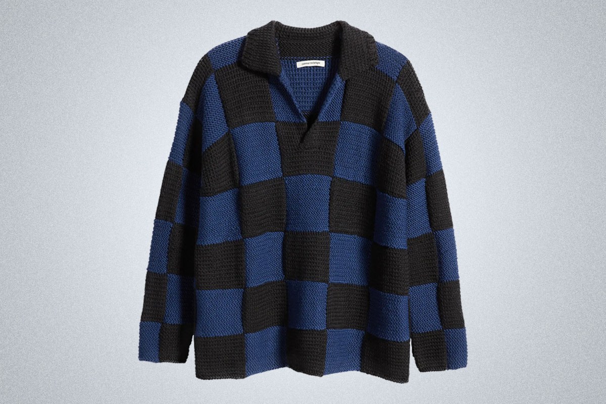 Connor McKnight Tile Knit Merino Wool Rugby Sweater