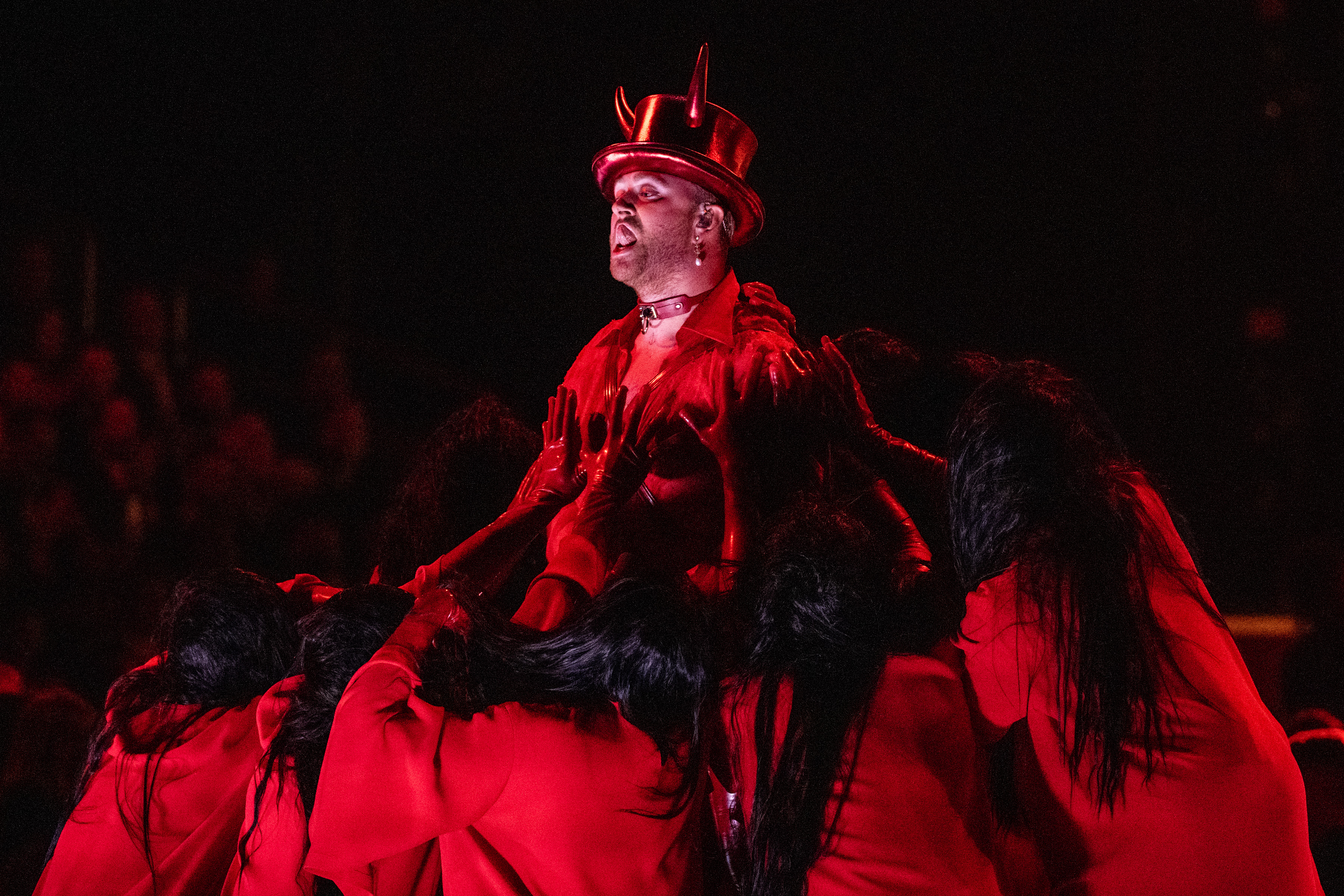 Sam Smith performs "Unholy" with Kim Petras during the 65th Grammy Awards.