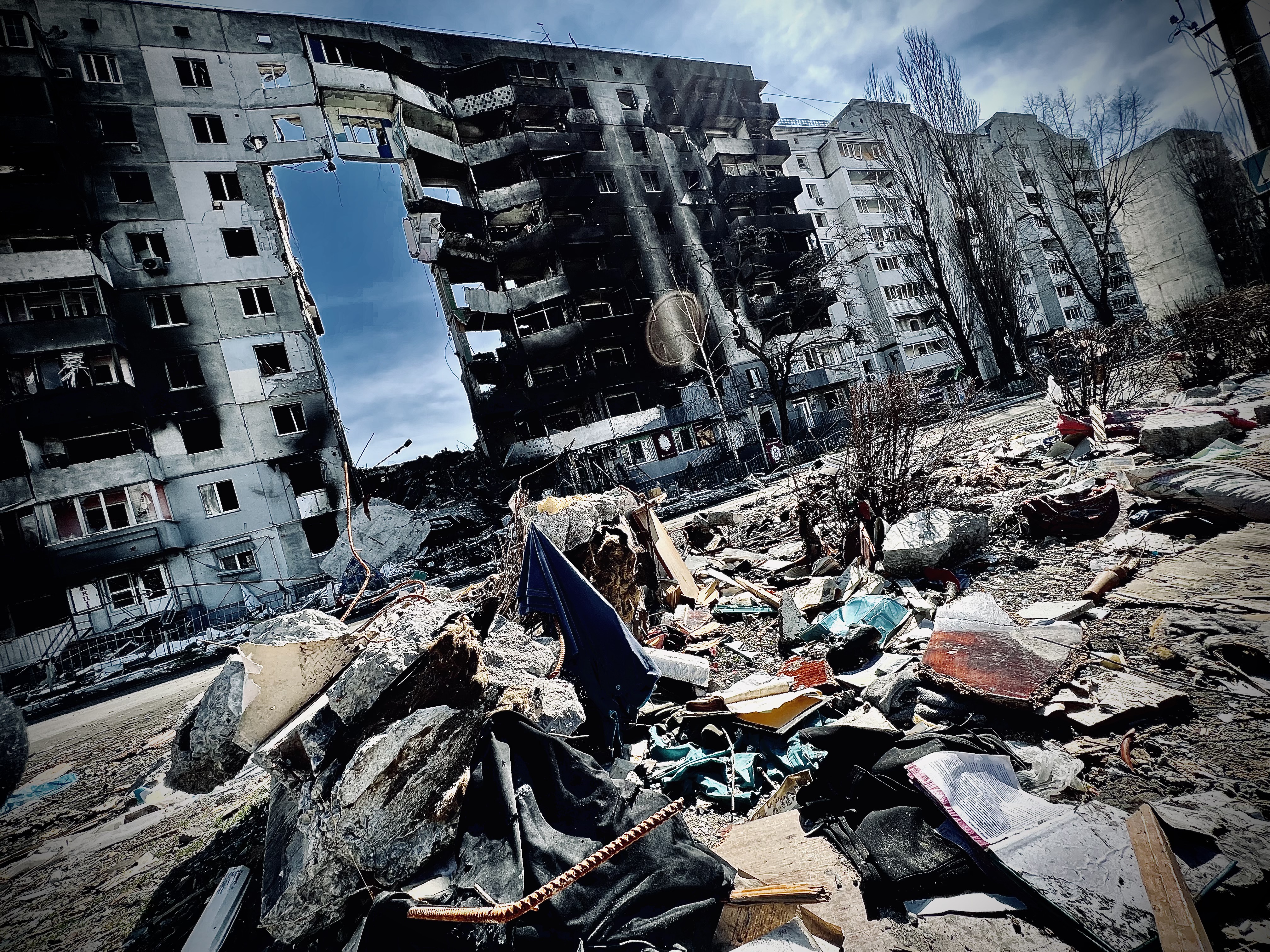 bombed out building in Ukraine