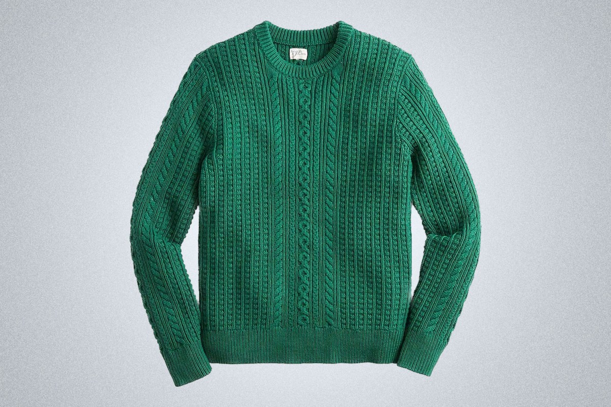 J.Crew Cotton Cable-Knit Crewneck Sweater