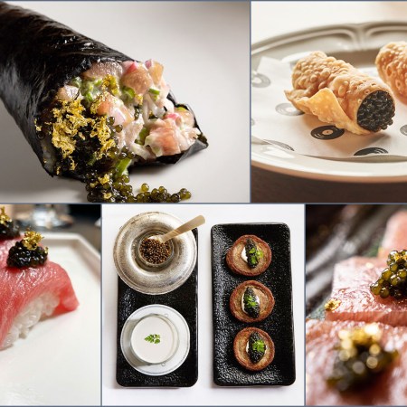 Various types of caviar from restaurants around Los Angeles