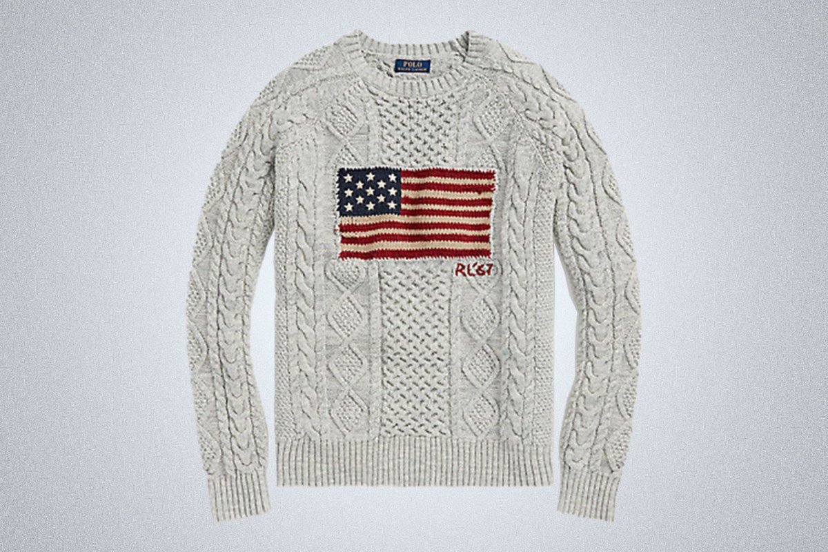 Polo Ralph Lauren Aran-Knit Flag Sweater