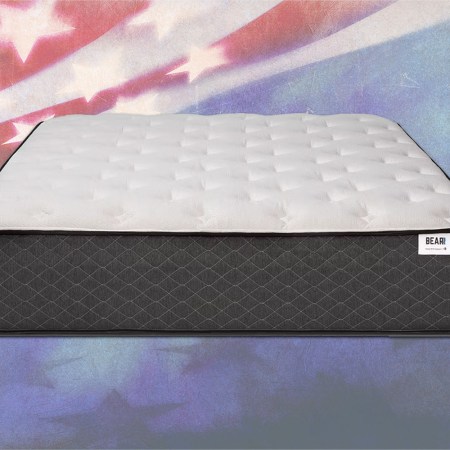 a mattress on an American flag background
