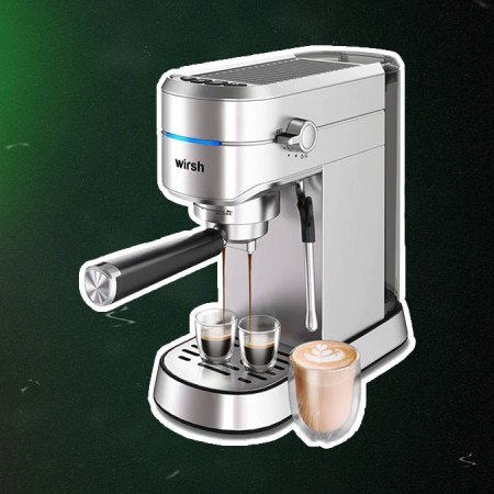 The Wirsh 15 Bar Espresso Maker on an abstract background