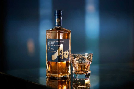 A bottle of House of Suntory's new AO whisky, a blend of whisky from five different countries