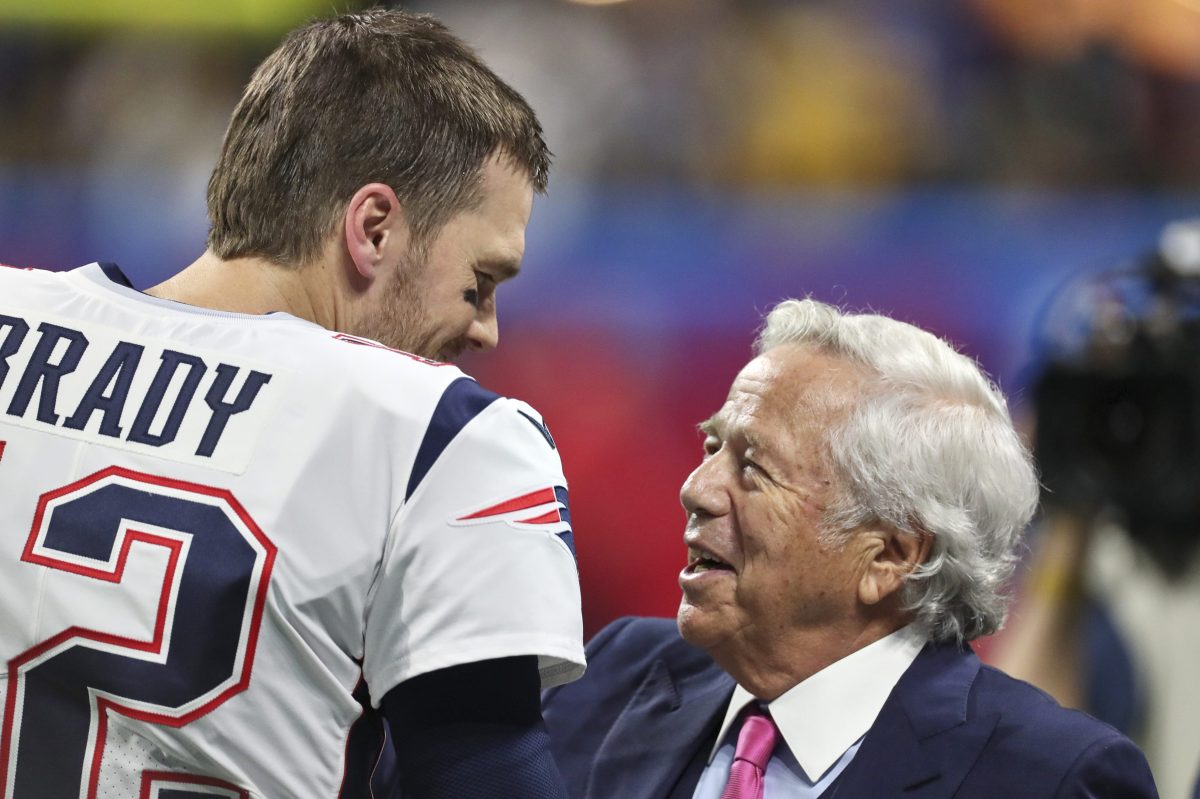 Patriots owner Robert Kraft with Tom Brady in 2019. The new campaign to lure Brady back to the New England Patriots comes three years too late.