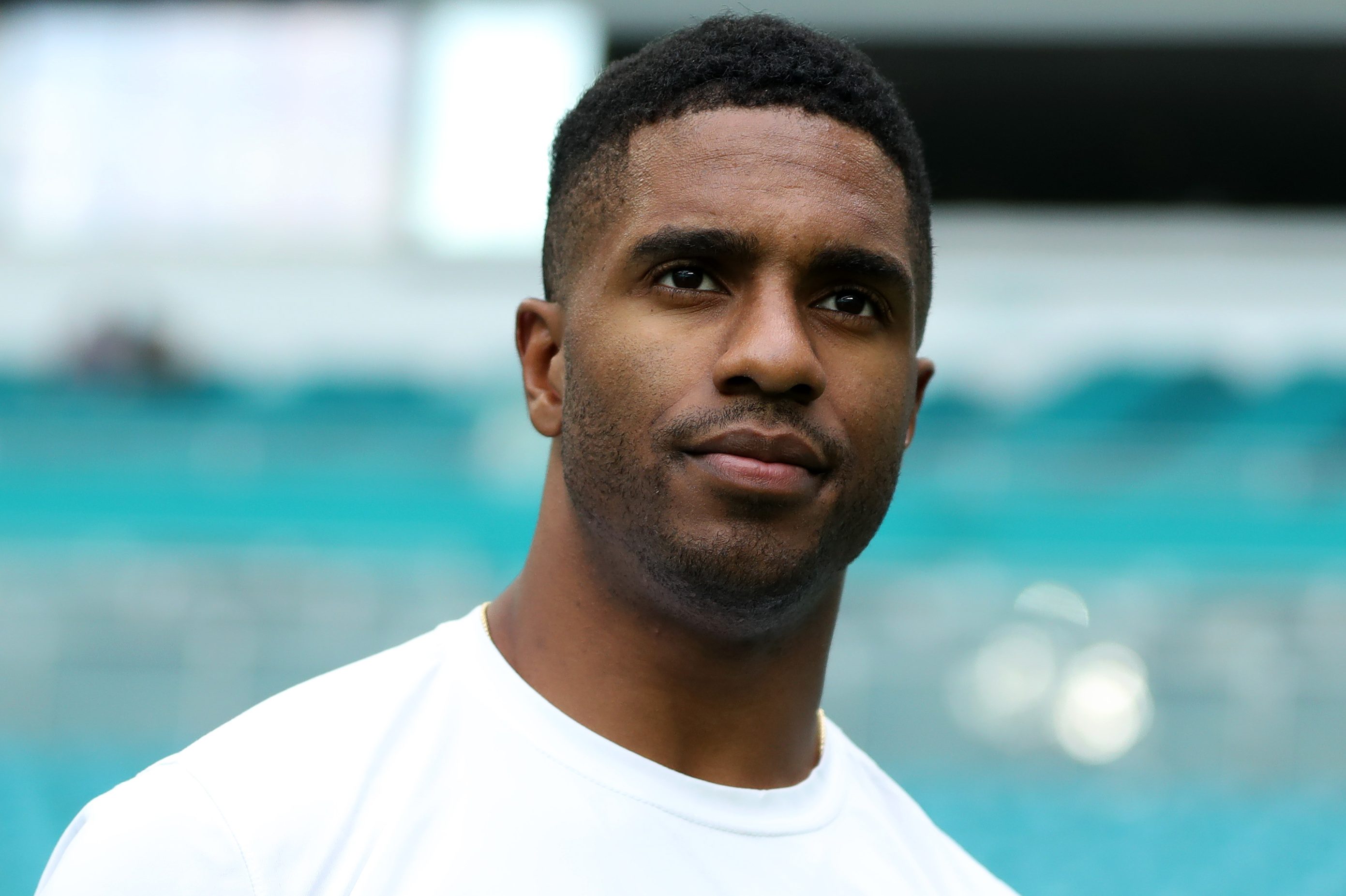 Byron Jones of the Dolphins during pregame warm-ups in 2022.