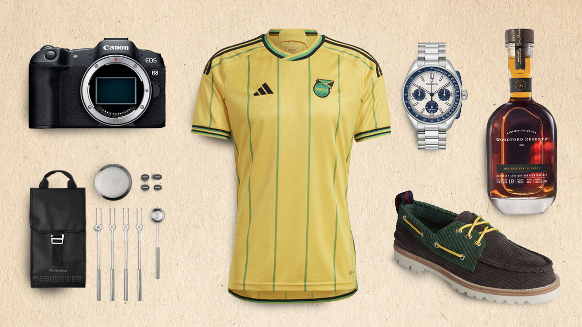 a collage of products of the week on a tan background