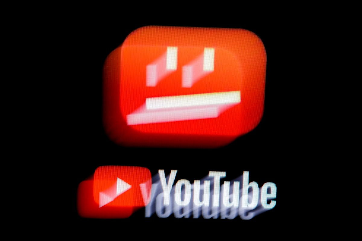 A distorted view of the YouTube logo.