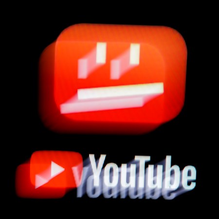 A distorted view of the YouTube logo.