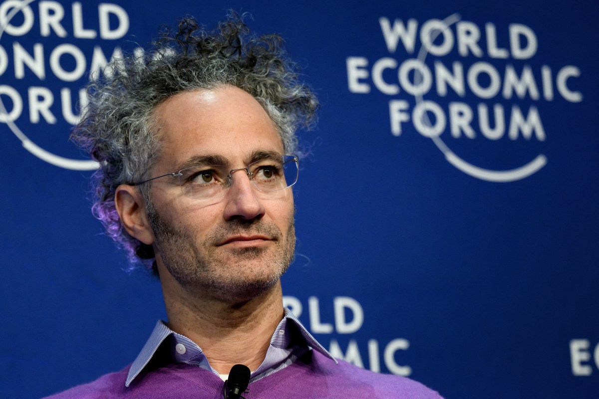A picture of Alex Karp, CEO of Palantir, whose workout routine for staying in shape involves slow cross-country skiing