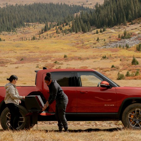 The Rivian R1T truck in the wilderness. The electric pickup was voted as one of the "most satisfying" vehicles in a Consumer Reports survey.