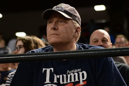 Curt Schilling watches an MLB game in 2018 in Phoenix.