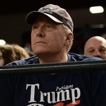 Curt Schilling watches an MLB game in 2018 in Phoenix.