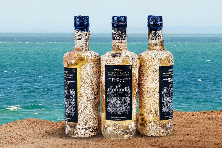 Maison Benjamin Kuentz’s Uisce de Profundis, in the water. Several spirits brands are aging spirits on the ocean floor.