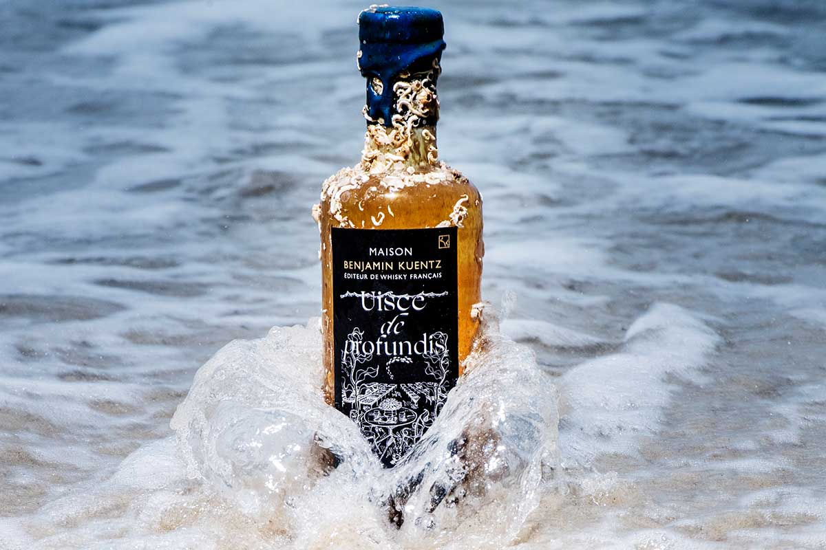 Maison Benjamin Kuentz’s Uisce de Profundis, in the water. Several spirits brands are aging spirits on the ocean floor.
