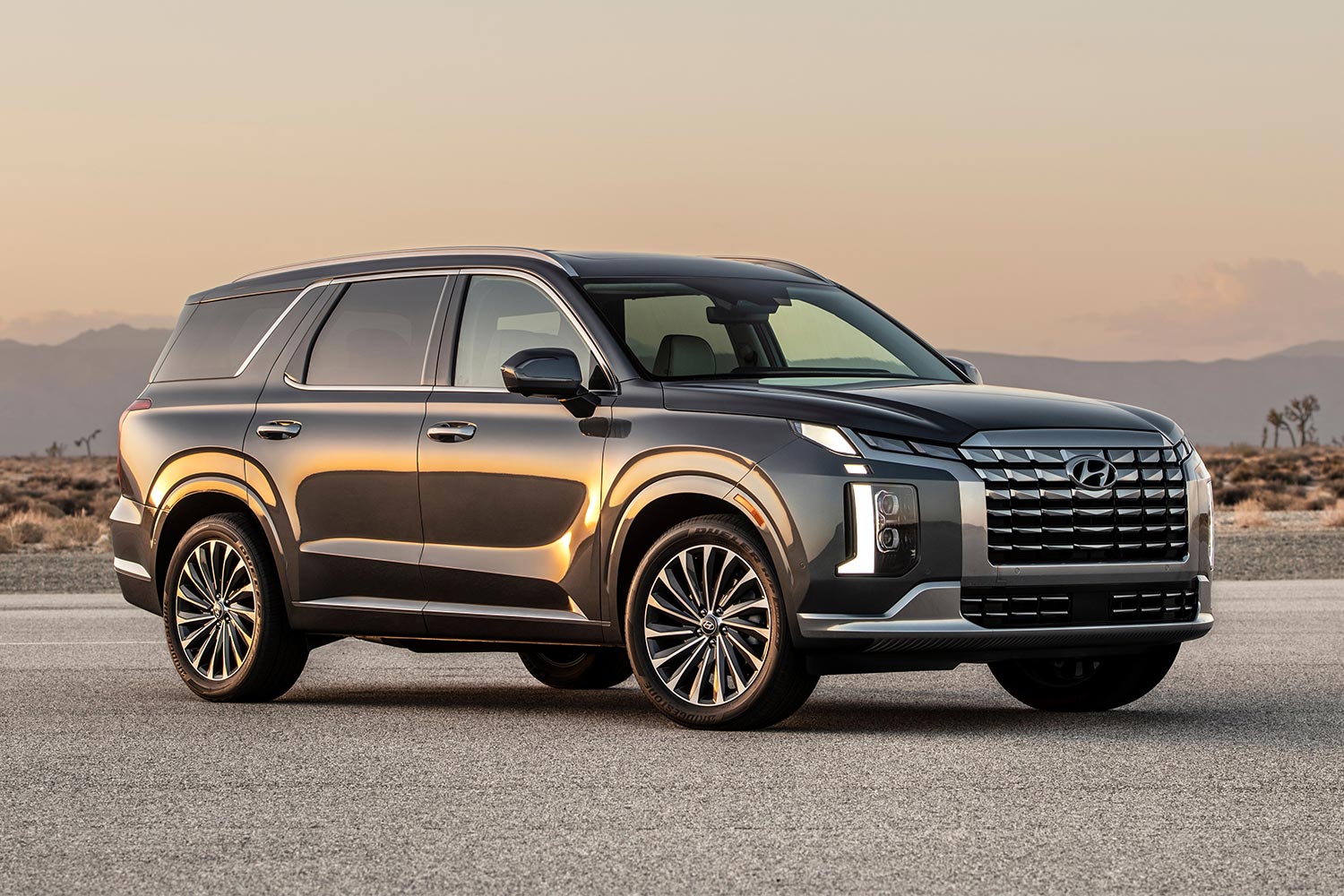 The 2023 Hyundai Palisade SUV, which features a new grille and lighting elements on the outside