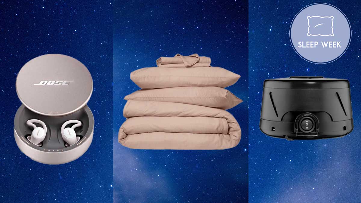 Some of the best sleep products for a better night's rest, on a blue background