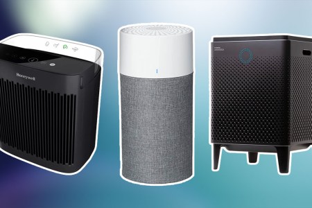 The Air purifiers on an abstract blue background
