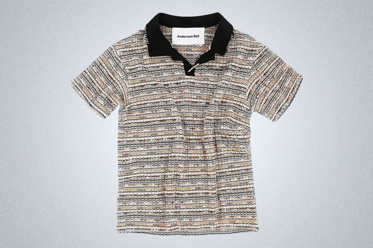 Andersson Bell Bouclé Rib-Knit Polo Shirt