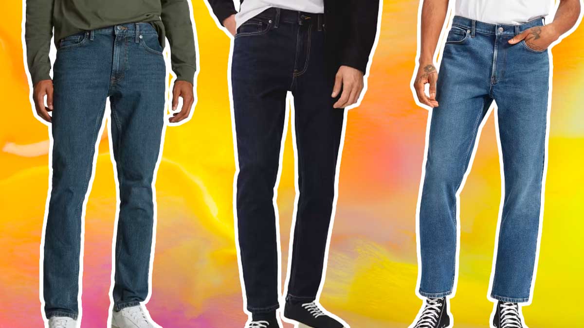 Models wearing Everlane jeans, now on sale