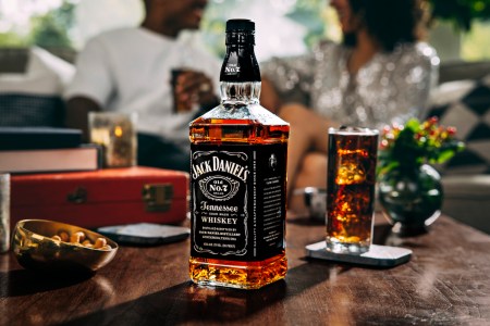 A bottle of Jack Daniel's whiskey. The Supreme Court took on a case the whiskey brand made against a dog toy.