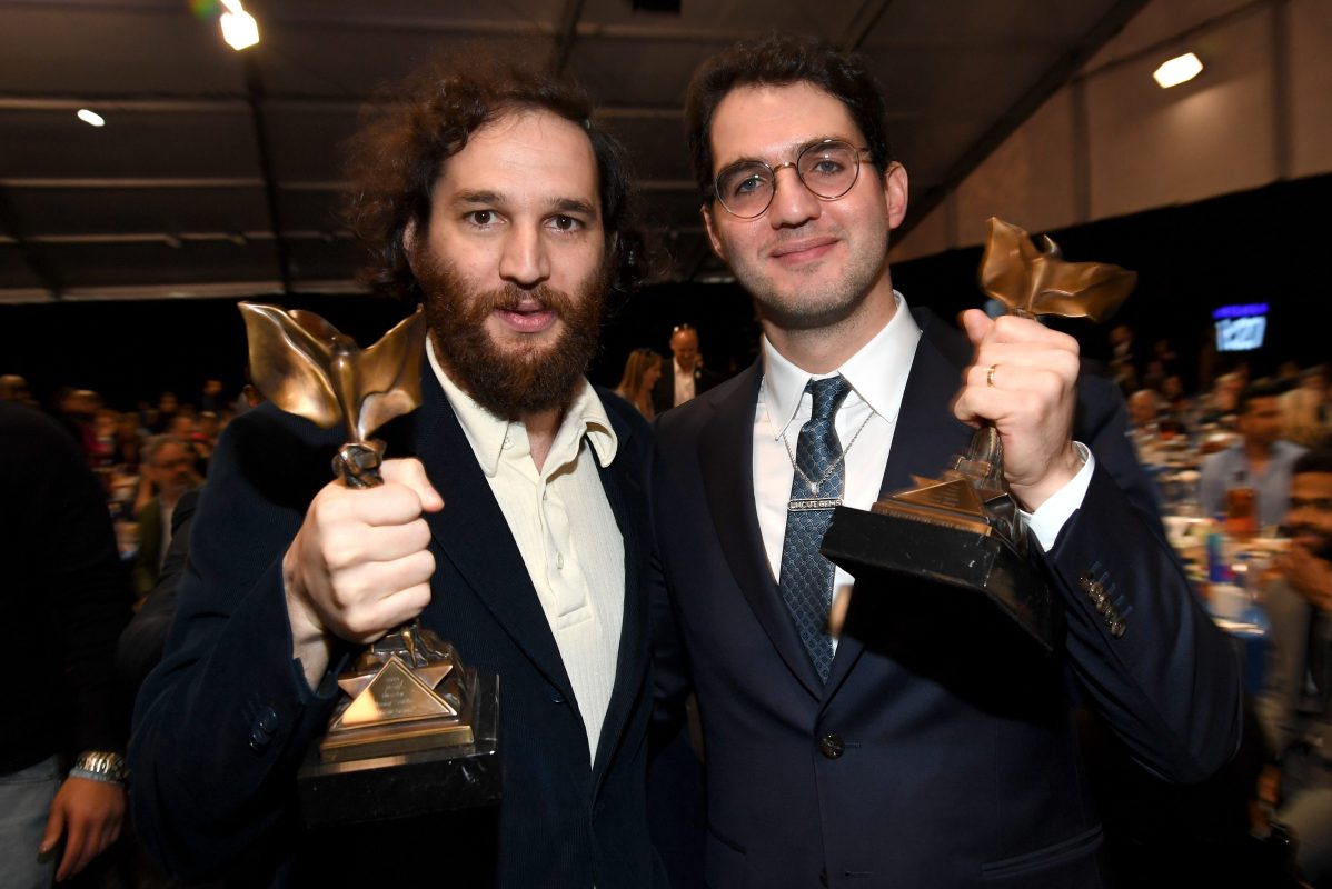 Joshua Safdie and Benjamin Safdie, winners of Best Director for "Uncut Gems," attend the 2020 Film Independent Spirit Awards.