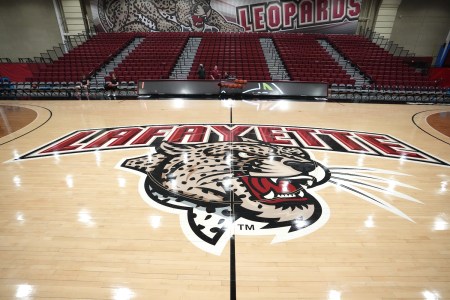 Center court at the Lafayette Leopards college basketball arena