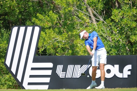 Ian Poulter of Majesticks GC plays his shot from the third tee during day three of the LIV Golf Invitational - Mayakoba at El Camaleon at Mayakoba on February 26, 2023 in Playa del Carmen, Mexico.