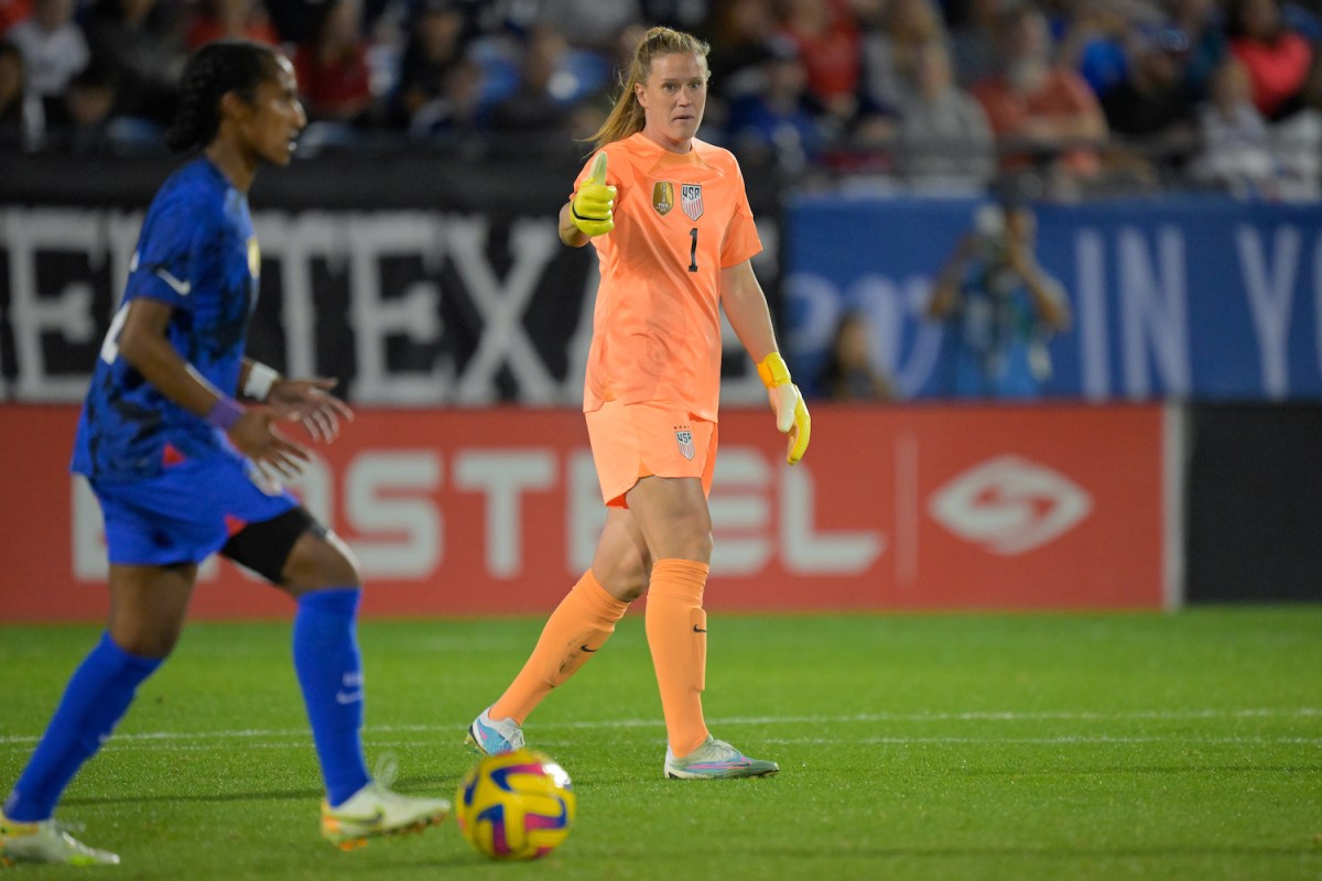 The US Women's National Soccer Team goalkeeper gives a thumbs up
