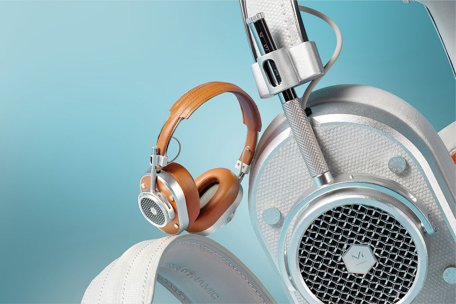 an image of the Master & Dynamic MH40 Headphones on a blue background