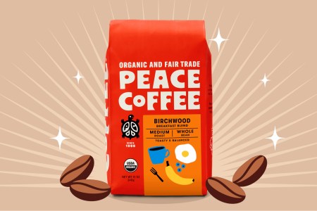A 12-ounce bag of Peace Coffee Birchwood Breakfast Blend, my favorite coffee beans. Here's why you should try Peace Coffee.