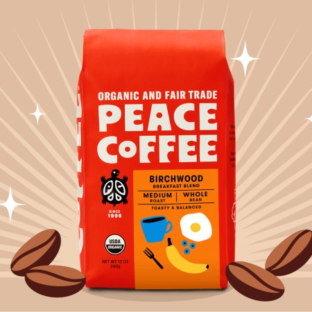 A 12-ounce bag of Peace Coffee Birchwood Breakfast Blend, my favorite coffee beans. Here's why you should try Peace Coffee.
