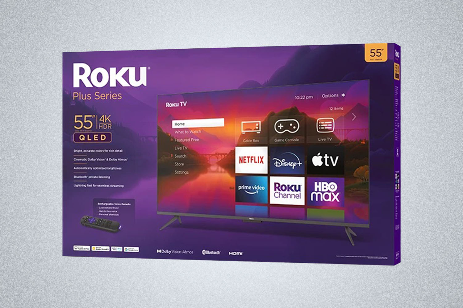 a Roku-Plus-Series-TV on a grey background