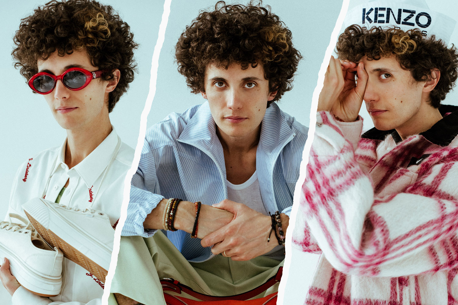 Ron Gallo in three different outfits on the occasion of his new album FOREGROUND being released