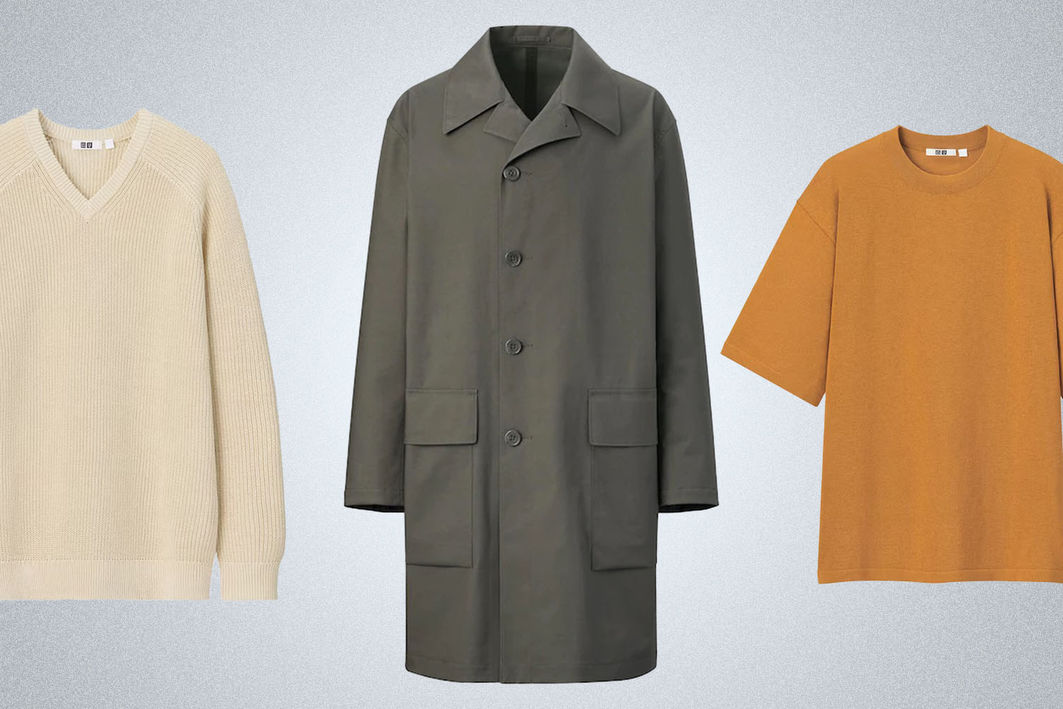 a collage of Uniqlo U items on a grey background