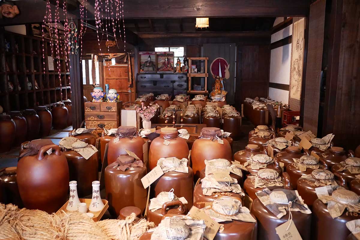 Traditional clay pots used in aging shochu