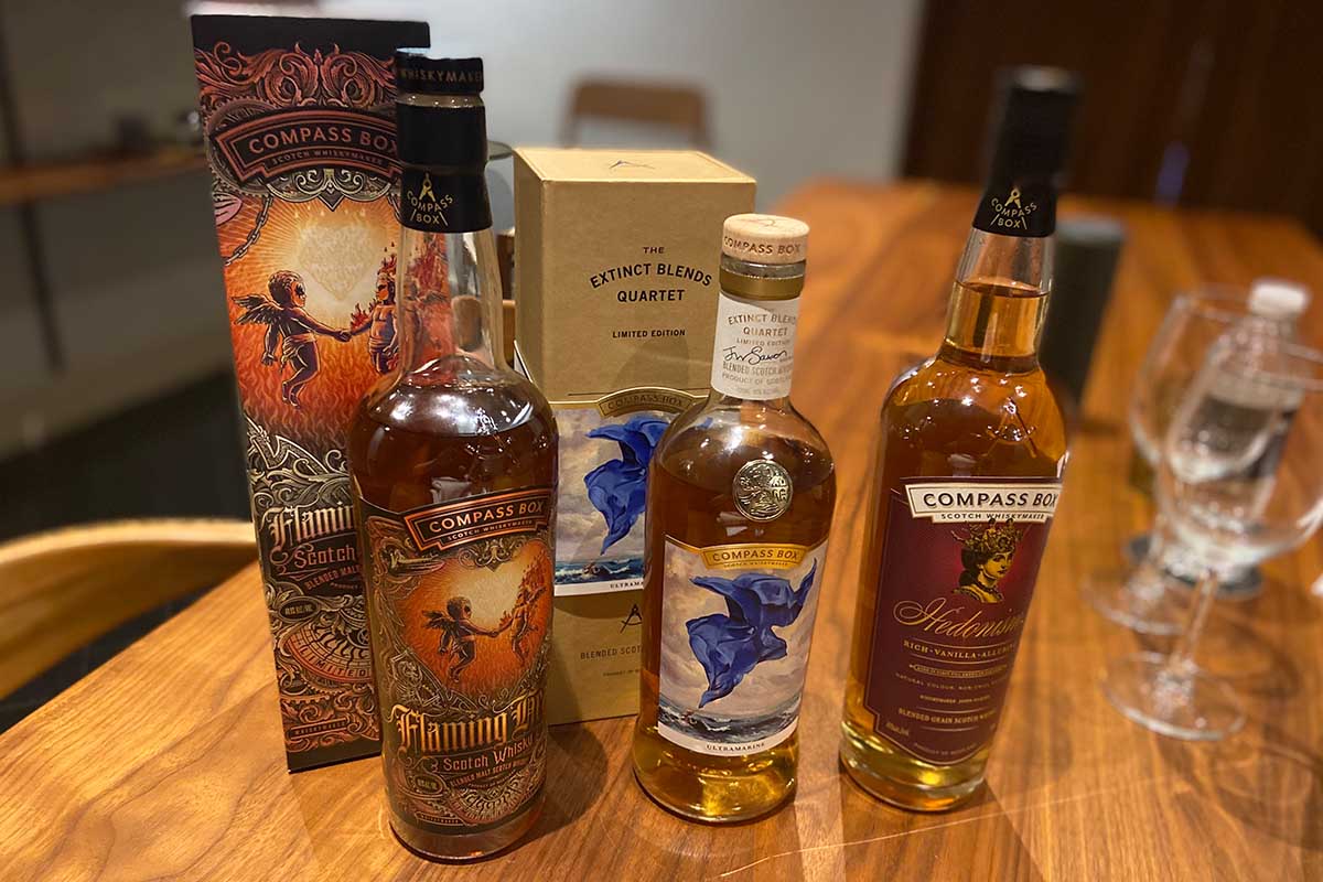 Three bottles of Compass Box Whisky