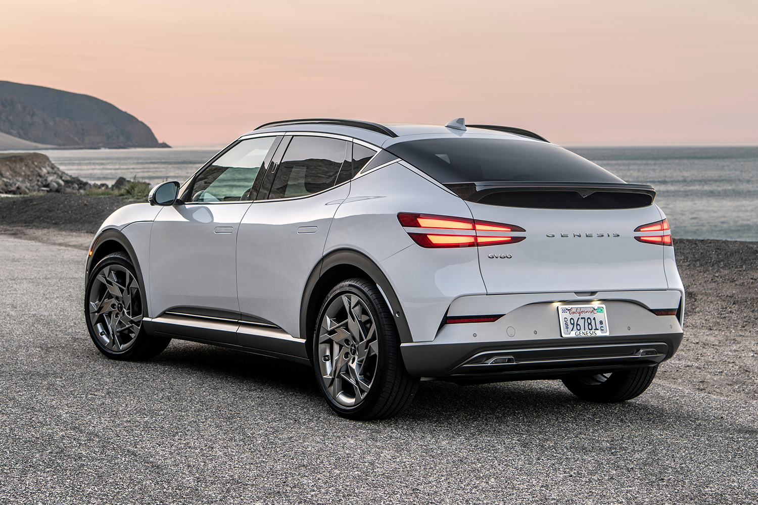 The Genesis GV60 rear end. We recently reviewed the electric SUV.