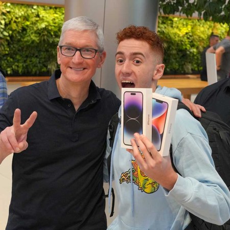 Apple CEO Tim Cook visits the Fifth Avenue Apple Store on September 16, 2022 in New York City.
