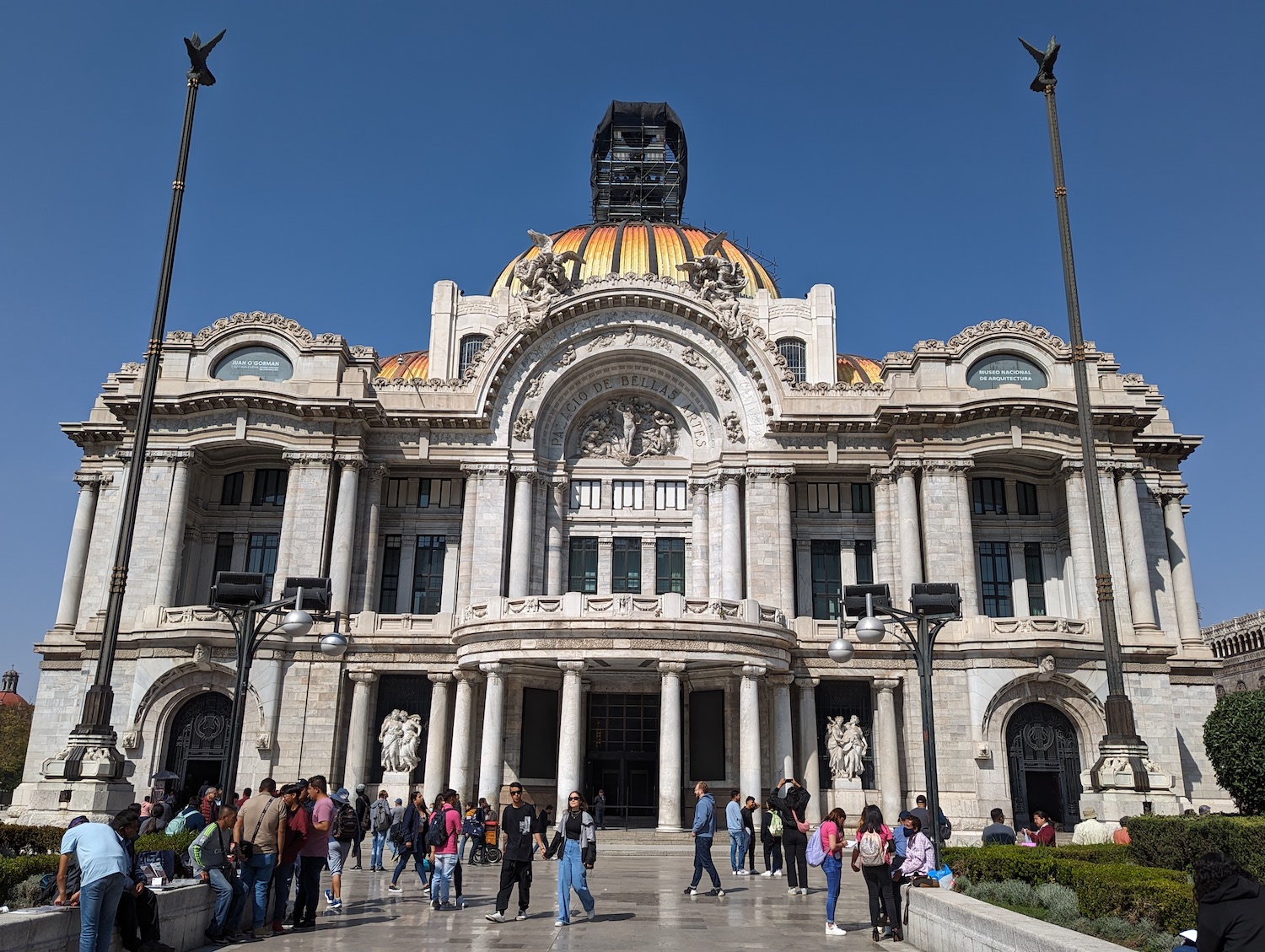 The Palacio de Bellas Artes, or Palace of Fine Arts, in Mexico City